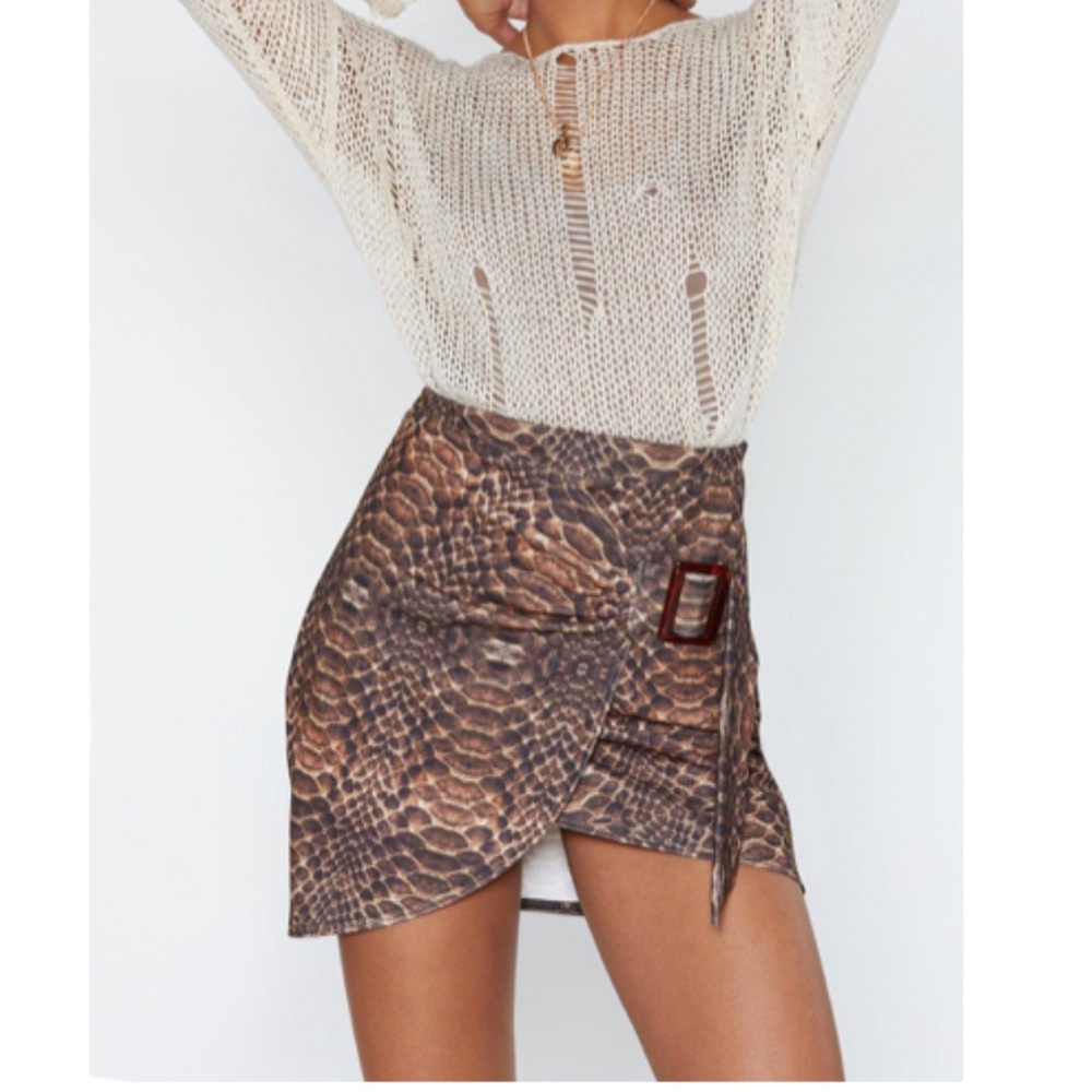NWT Nasty Gal snake wrap mini-skirt | Size: 6